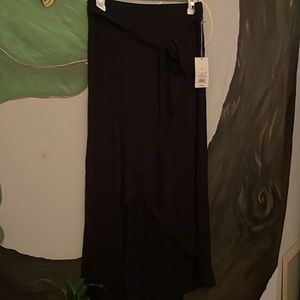 A new day flowy and soft black casual wrap skirt